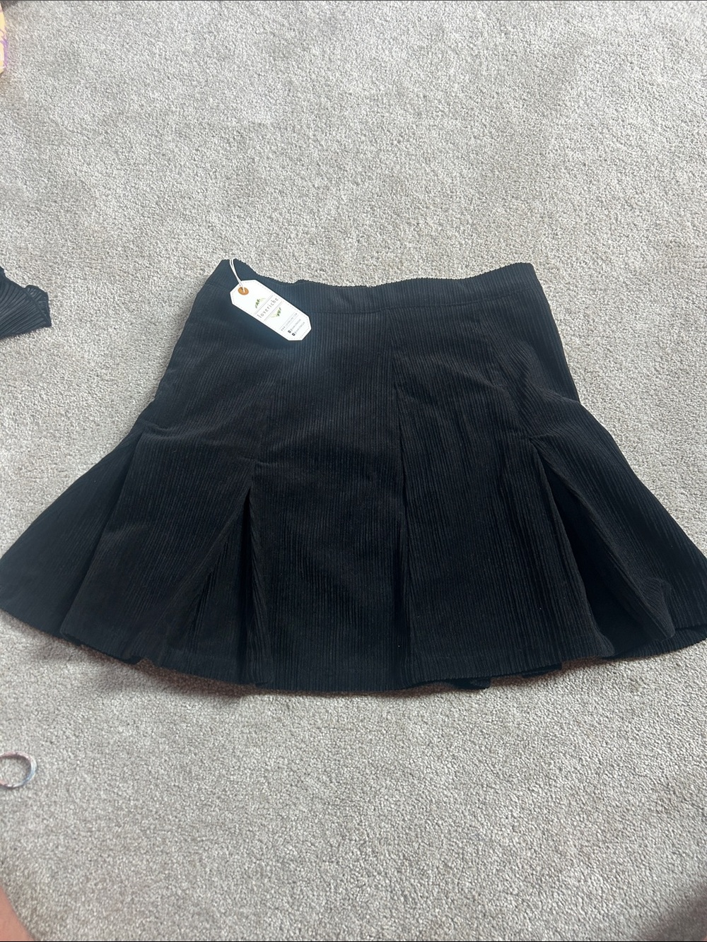 Love Riche Black Corduroy Flared Mini Skirt